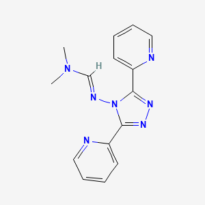 molecular formula C15H15N7 B2770998 (E)-N'-[3,5-bis(pyridin-2-yl)-4H-1,2,4-triazol-4-yl]-N,N-dimethylmethanimidamide CAS No. 320418-73-3