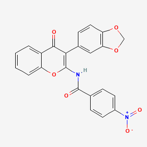 molecular formula C23H14N2O7 B2771011 N-[3-(2H-1,3-benzodioxol-5-yl)-4-oxo-4H-chromen-2-yl]-4-nitrobenzamide CAS No. 879449-32-8