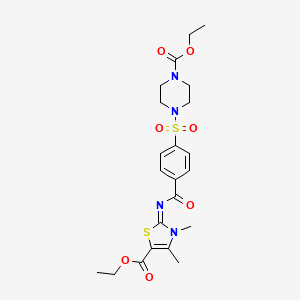 Ethyl 2-[4-(4-ethoxycarbonylpiperazin-1-yl)sulfonylbenzoyl]imino-3,4-dimethyl-1,3-thiazole-5-carboxylate