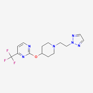 molecular formula C14H17F3N6O B2771028 2-({1-[2-(2H-1,2,3-triazol-2-yl)ethyl]piperidin-4-yl}oxy)-4-(trifluoromethyl)pyrimidine CAS No. 2380177-09-1