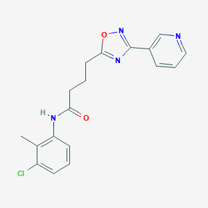 molecular formula C18H17ClN4O2 B277103 N-(3-Chloro-2-methylphenyl)-4-[3-(pyridin-3-YL)-1,2,4-oxadiazol-5-YL]butanamide 