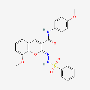 molecular formula C24H21N3O6S B2771068 (2Z)-2-(benzenesulfonamidoimino)-8-methoxy-N-(4-methoxyphenyl)-2H-chromene-3-carboxamide CAS No. 866347-02-6