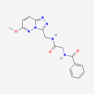 molecular formula C16H16N6O3 B2771074 N-(2-(((6-methoxy-[1,2,4]triazolo[4,3-b]pyridazin-3-yl)methyl)amino)-2-oxoethyl)benzamide CAS No. 2034324-86-0