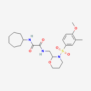 molecular formula C22H33N3O6S B2771077 N'-cycloheptyl-N-{[3-(4-methoxy-3-methylbenzenesulfonyl)-1,3-oxazinan-2-yl]methyl}ethanediamide CAS No. 872986-28-2