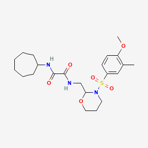 molecular formula C22H33N3O6S B2771077 N1-cycloheptyl-N2-((3-((4-methoxy-3-methylphenyl)sulfonyl)-1,3-oxazinan-2-yl)methyl)oxalamide CAS No. 872986-28-2