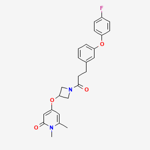 4-((1-(3-(3-(4-fluorophenoxy)phenyl)propanoyl)azetidin-3-yl)oxy)-1,6-dimethylpyridin-2(1H)-one