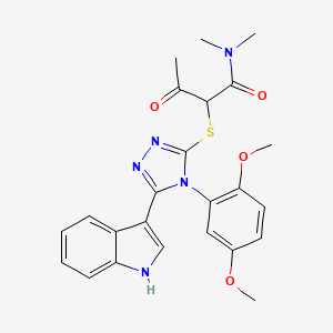2-((4-(2,5-dimethoxyphenyl)-5-(1H-indol-3-yl)-4H-1,2,4-triazol-3-yl)thio)-N,N-dimethyl-3-oxobutanamide