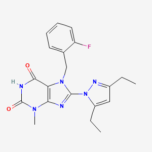 B2771123 8-(3,5-diethyl-1H-pyrazol-1-yl)-7-[(2-fluorophenyl)methyl]-3-methyl-2,3,6,7-tetrahydro-1H-purine-2,6-dione CAS No. 1014051-85-4