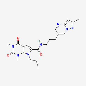 1,3-dimethyl-N-(3-(2-methylpyrazolo[1,5-a]pyrimidin-6-yl)propyl)-2,4-dioxo-7-propyl-2,3,4,7-tetrahydro-1H-pyrrolo[2,3-d]pyrimidine-6-carboxamide