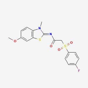 (E)-2-((4-fluorophenyl)sulfonyl)-N-(6-methoxy-3-methylbenzo[d]thiazol-2(3H)-ylidene)acetamide