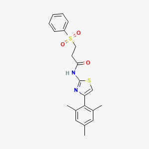 3-(benzenesulfonyl)-N-[4-(2,4,6-trimethylphenyl)-1,3-thiazol-2-yl]propanamide