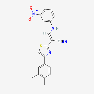 (2E)-2-[4-(3,4-dimethylphenyl)-1,3-thiazol-2-yl]-3-[(3-nitrophenyl)amino]prop-2-enenitrile