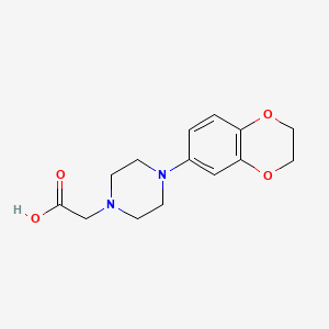 molecular formula C14H18N2O4 B2771184 2-(4-(2,3-Dihydrobenzo[b][1,4]dioxin-6-yl)piperazin-1-yl)acetic acid CAS No. 722491-48-7