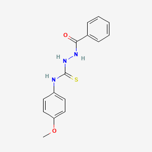 molecular formula C15H15N3O2S B2771195 N-{[(4-methoxyphenyl)carbamothioyl]amino}benzamide CAS No. 38240-77-6