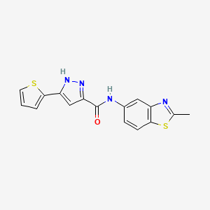 molecular formula C16H12N4OS2 B2771199 N-(2-methylbenzo[d]thiazol-5-yl)-5-(thiophen-2-yl)-1H-pyrazole-3-carboxamide CAS No. 1239484-73-1
