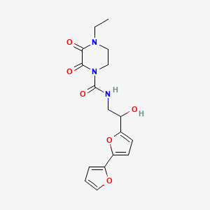 molecular formula C17H19N3O6 B2771238 N-(2-{[2,2'-bifuran]-5-yl}-2-hydroxyethyl)-4-ethyl-2,3-dioxopiperazine-1-carboxamide CAS No. 2320578-22-9