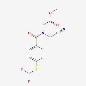 molecular formula C13H12F2N2O3S B2771248 methyl 2-[N-(cyanomethyl)-1-{4-[(difluoromethyl)sulfanyl]phenyl}formamido]acetate CAS No. 1376093-90-1