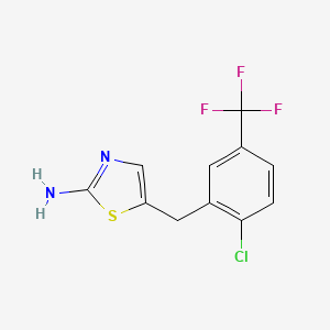 B2771258 5-{[2-Chloro-5-(trifluoromethyl)phenyl]methyl}-1,3-thiazol-2-amine CAS No. 851398-28-2