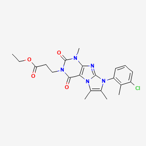 ethyl 3-(8-(3-chloro-2-methylphenyl)-1,6,7-trimethyl-2,4-dioxo-1H-imidazo[2,1-f]purin-3(2H,4H,8H)-yl)propanoate