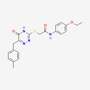molecular formula C21H22N4O3S B2771289 N-(4-ethoxyphenyl)-2-{[5-hydroxy-6-(4-methylbenzyl)-1,2,4-triazin-3-yl]sulfanyl}acetamide CAS No. 898605-98-6