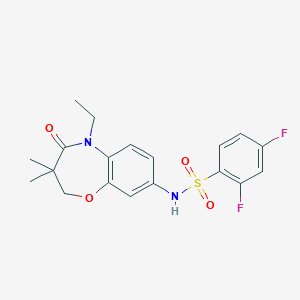 molecular formula C19H20F2N2O4S B2771298 N-(5-ethyl-3,3-dimethyl-4-oxo-2,3,4,5-tetrahydro-1,5-benzoxazepin-8-yl)-2,4-difluorobenzene-1-sulfonamide CAS No. 921990-62-7