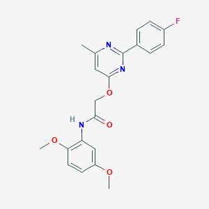 molecular formula C21H20FN3O4 B2771335 N-(2,5-DIMETHOXYPHENYL)-2-{[2-(4-FLUOROPHENYL)-6-METHYLPYRIMIDIN-4-YL]OXY}ACETAMIDE CAS No. 1251587-01-5