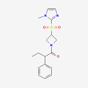 molecular formula C17H21N3O3S B2771340 1-(3-((1-methyl-1H-imidazol-2-yl)sulfonyl)azetidin-1-yl)-2-phenylbutan-1-one CAS No. 2034523-07-2