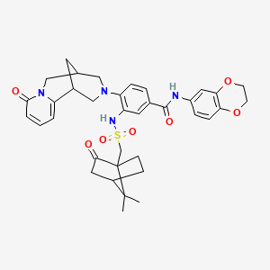 molecular formula C36H40N4O7S B2771341 N-(2,3-dihydrobenzo[b][1,4]dioxin-6-yl)-3-(((1R)-7,7-dimethyl-2-oxobicyclo[2.2.1]heptan-1-yl)methylsulfonamido)-4-(8-oxo-5,6-dihydro-1H-1,5-methanopyrido[1,2-a][1,5]diazocin-3(2H,4H,8H)-yl)benzamide CAS No. 1005050-98-5