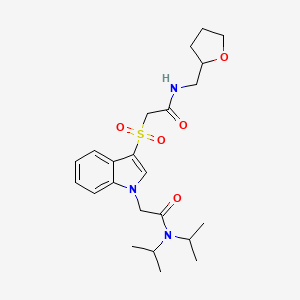 molecular formula C23H33N3O5S B2771366 N,N-diisopropyl-2-(3-((2-oxo-2-(((tetrahydrofuran-2-yl)methyl)amino)ethyl)sulfonyl)-1H-indol-1-yl)acetamide CAS No. 887464-61-1