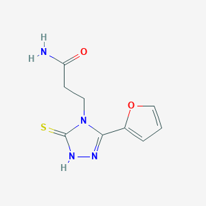 molecular formula C9H10N4O2S B2771389 3-[3-(furan-2-yl)-5-sulfanyl-4H-1,2,4-triazol-4-yl]propanamide CAS No. 929973-33-1