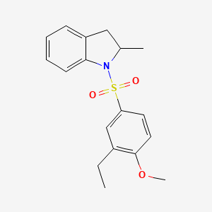 molecular formula C18H21NO3S B2771391 1-((3-Ethyl-4-methoxyphenyl)sulfonyl)-2-methylindoline CAS No. 873588-38-6
