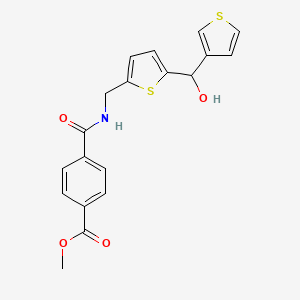 molecular formula C19H17NO4S2 B2771406 Methyl 4-(((5-(hydroxy(thiophen-3-yl)methyl)thiophen-2-yl)methyl)carbamoyl)benzoate CAS No. 1797142-67-6