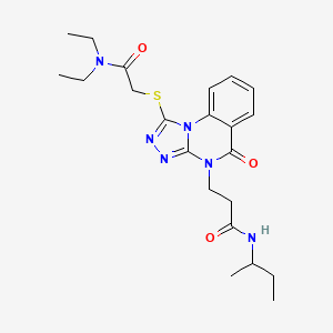 molecular formula C22H30N6O3S B2771407 N-(butan-2-yl)-3-(1-{[(diethylcarbamoyl)methyl]sulfanyl}-5-oxo-4H,5H-[1,2,4]triazolo[4,3-a]quinazolin-4-yl)propanamide CAS No. 1112348-31-8