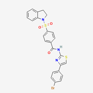 molecular formula C24H18BrN3O3S2 B2771419 N-(4-(4-bromophenyl)thiazol-2-yl)-4-(indolin-1-ylsulfonyl)benzamide CAS No. 361170-59-4