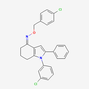 molecular formula C27H22Cl2N2O B2771429 1-(3-chlorophenyl)-2-phenyl-1,5,6,7-tetrahydro-4H-indol-4-one O-(4-chlorobenzyl)oxime CAS No. 338979-03-6