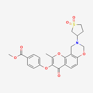 molecular formula C24H23NO8S B2771447 Methyl 4-((9-(1,1-dioxidotetrahydrothiophen-3-yl)-2-methyl-4-oxo-4,8,9,10-tetrahydrochromeno[8,7-e][1,3]oxazin-3-yl)oxy)benzoate CAS No. 951942-96-4