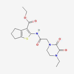 molecular formula C18H23N3O5S B2771465 ethyl 2-(2-(4-ethyl-2,3-dioxopiperazin-1-yl)acetamido)-5,6-dihydro-4H-cyclopenta[b]thiophene-3-carboxylate CAS No. 868965-14-4