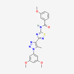 molecular formula C21H20N6O4S B2771466 N-{3-[1-(3,5-dimethoxyphenyl)-5-methyl-1H-1,2,3-triazol-4-yl]-1,2,4-thiadiazol-5-yl}-3-methoxybenzamide CAS No. 895118-70-4