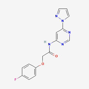 molecular formula C15H12FN5O2 B2771467 N-(6-(1H-pyrazol-1-yl)pyrimidin-4-yl)-2-(4-fluorophenoxy)acetamide CAS No. 1428365-75-6