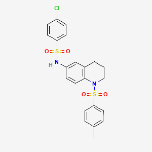 molecular formula C22H21ClN2O4S2 B2771469 4-chloro-N-[1-(4-methylbenzenesulfonyl)-1,2,3,4-tetrahydroquinolin-6-yl]benzene-1-sulfonamide CAS No. 932507-14-7