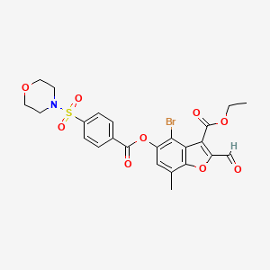 molecular formula C24H22BrNO9S B2771474 Ethyl 4-bromo-2-formyl-7-methyl-5-((4-(morpholinosulfonyl)benzoyl)oxy)benzofuran-3-carboxylate CAS No. 324538-98-9