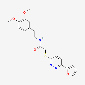 molecular formula C20H21N3O4S B2771518 N-(3,4-dimethoxyphenethyl)-2-((6-(furan-2-yl)pyridazin-3-yl)thio)acetamide CAS No. 872704-03-5