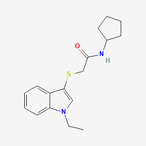 molecular formula C17H22N2OS B2771523 N-cyclopentyl-2-((1-ethyl-1H-indol-3-yl)thio)acetamide CAS No. 851412-05-0