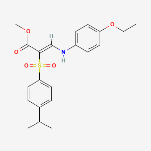 molecular formula C21H25NO5S B2771541 methyl (2Z)-3-[(4-ethoxyphenyl)amino]-2-[(4-isopropylphenyl)sulfonyl]acrylate CAS No. 1327177-28-5