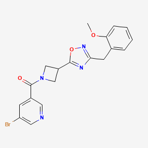 molecular formula C19H17BrN4O3 B2771544 (5-Bromopyridin-3-yl)(3-(3-(2-methoxybenzyl)-1,2,4-oxadiazol-5-yl)azetidin-1-yl)methanone CAS No. 1396683-52-5