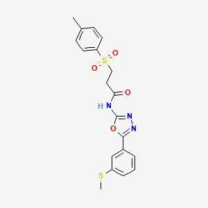 molecular formula C19H19N3O4S2 B2771549 N-(5-(3-(methylthio)phenyl)-1,3,4-oxadiazol-2-yl)-3-tosylpropanamide CAS No. 886915-90-8