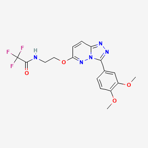 molecular formula C17H16F3N5O4 B2771553 N-(2-((3-(3,4-dimethoxyphenyl)-[1,2,4]triazolo[4,3-b]pyridazin-6-yl)oxy)ethyl)-2,2,2-trifluoroacetamide CAS No. 1021125-61-0