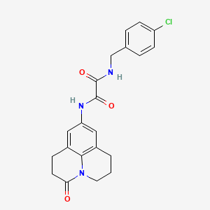 molecular formula C21H20ClN3O3 B2771563 N'-[(4-chlorophenyl)methyl]-N-{2-oxo-1-azatricyclo[7.3.1.0^{5,13}]trideca-5,7,9(13)-trien-7-yl}ethanediamide CAS No. 898427-63-9