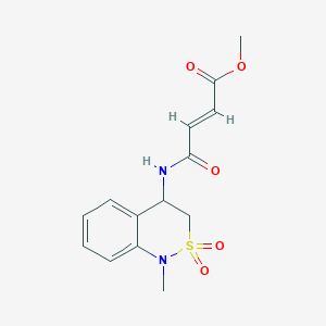 molecular formula C14H16N2O5S B2771572 Methyl (E)-4-[(1-methyl-2,2-dioxo-3,4-dihydro-2lambda6,1-benzothiazin-4-yl)amino]-4-oxobut-2-enoate CAS No. 2411335-01-6