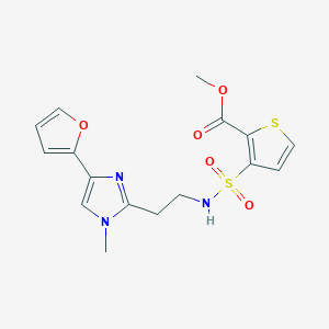 molecular formula C16H17N3O5S2 B2771580 methyl 3-({2-[4-(furan-2-yl)-1-methyl-1H-imidazol-2-yl]ethyl}sulfamoyl)thiophene-2-carboxylate CAS No. 1421500-00-6